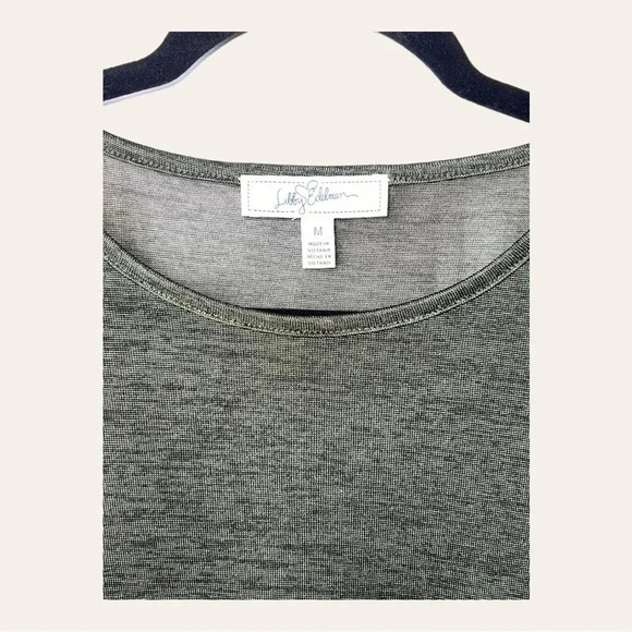 0225. LIBBY EDELMAN SHEER LONG SLEEVES TOP HUNTER GREEN IN‎ COLOR SIZE MEDIUM - Picture 6 of 8